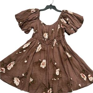 Fashion Nova Floral Brown Mini Dress